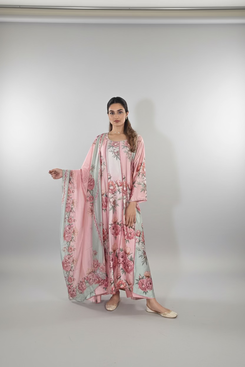 RUDAALI- Lulusar inspired soft silk floral print with delicate hand embellishment