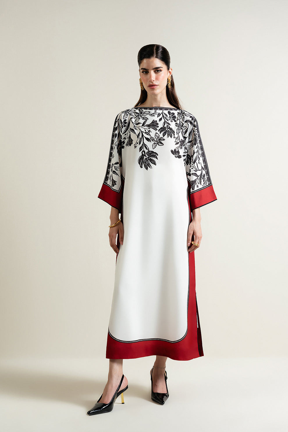 Oversized Cape Kaftan-  Lulusar inspired soft silk printed three piece kaftan