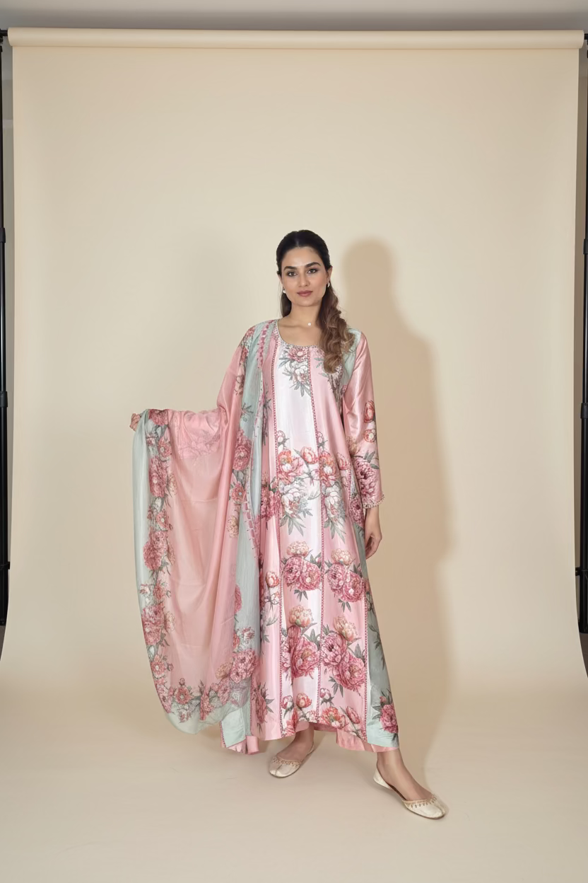 RUDAALI- Lulusar inspired soft silk floral print with delicate hand embellishment
