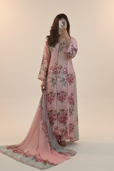 RUDAALI- Lulusar inspired soft silk floral print with delicate hand embellishment